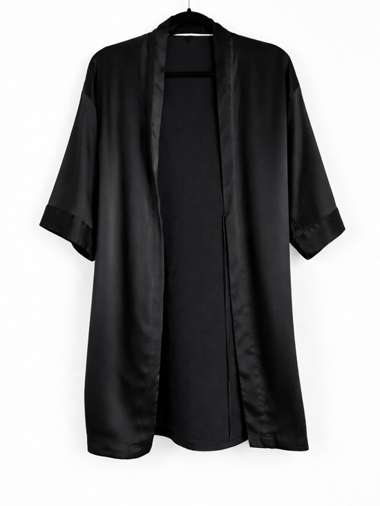 Victoria's Secret Other - Victoria's Secret Black Robe with Pink Ribbon Trim- Small/ Medium No Belt Tie